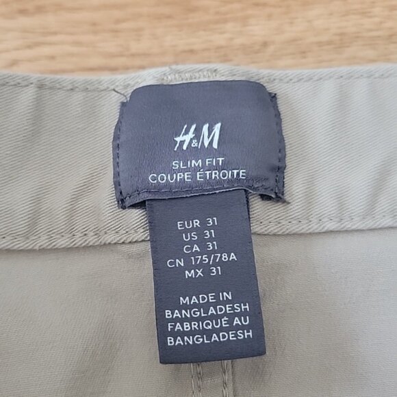 H&M Men's Tan Slim Fit Coupe Etroite Chinos Size 31 - Picture 8 of 8